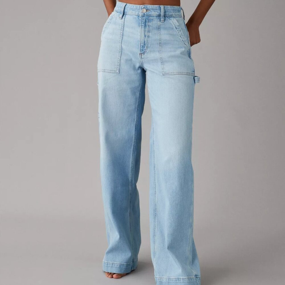 AE Dreamy Drape Stretch Super High-Waisted Baggy Wide-Leg Jean